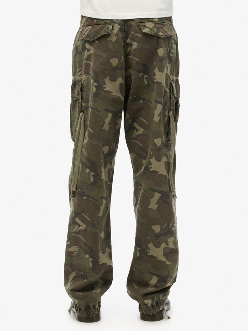 Product image 6 of 7, which shows Superdry Low Rise Parachute Cargo Trousers, Outline Camo, W28/L33