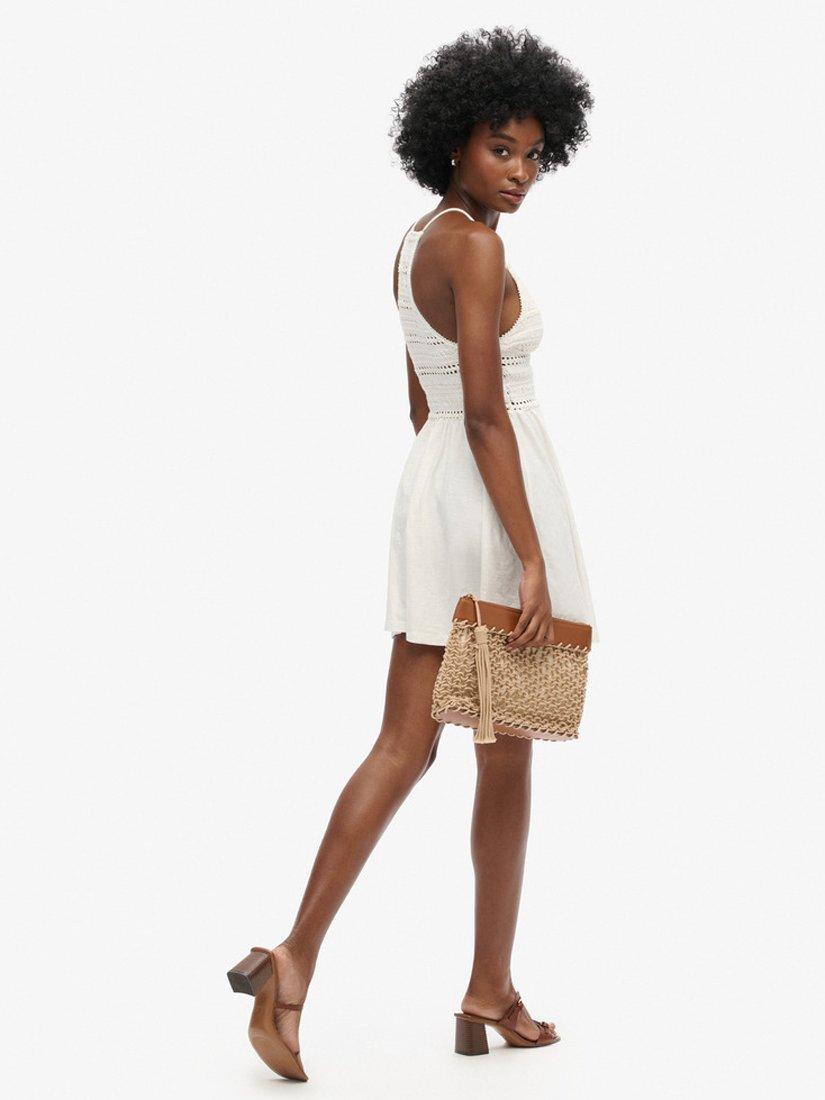 Product image 2 of 7, which shows Superdry Jersey Lace Mini Dress, Off White, 6