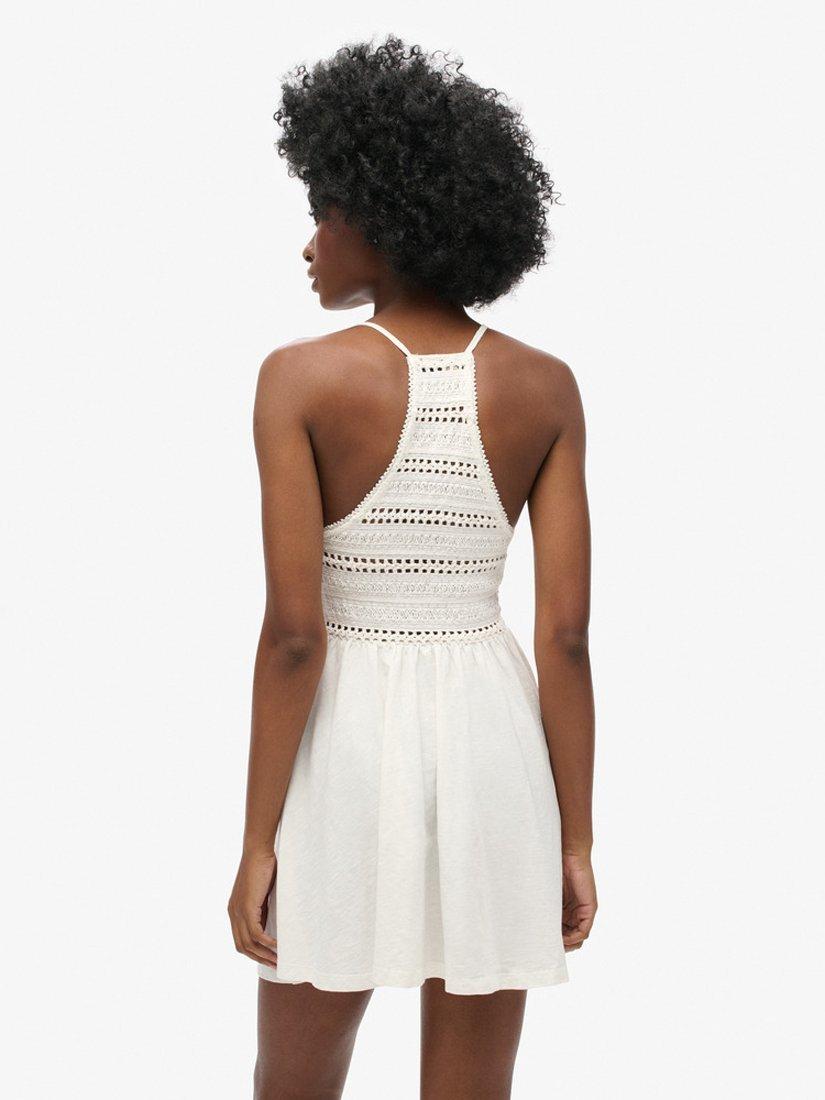 Product image 7 of 7, which shows Superdry Jersey Lace Mini Dress, Off White, 6