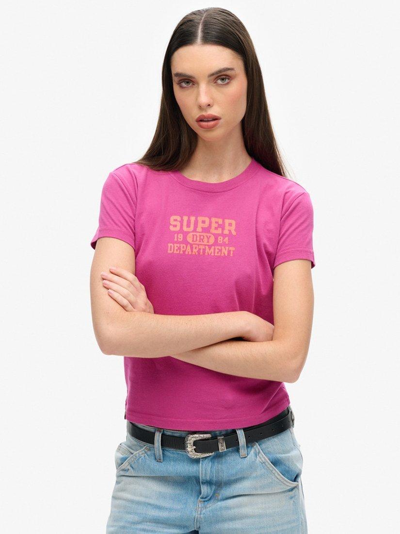 Product image 1 of 4, which shows Superdry Super Athletics Fitted T-Shirt, Baton Rouge Purple, 10