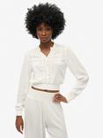 Superdry Lace Trim Smock Top, Ecru