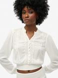 Superdry Lace Trim Smock Top, Ecru