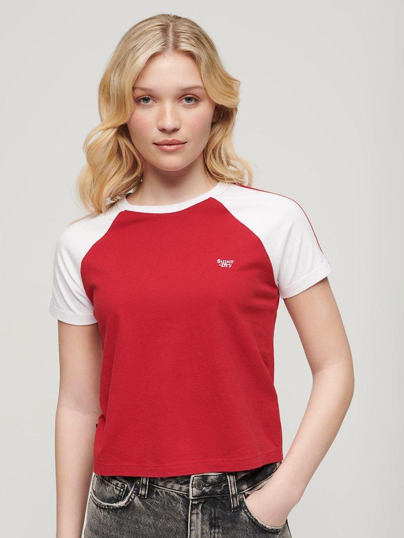 Superdry Essential Organic Cotton Logo Retro T-Shirt, Barn Door Red/Optic