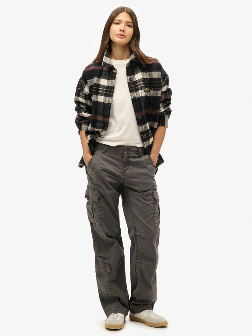 Superdry Low Rise Straight Cargo Pants, Asphalt Grey