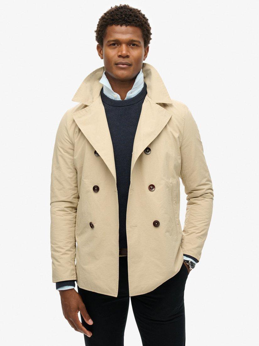 Superdry The Merchant Store Twill Pea Coat Taupe Brown