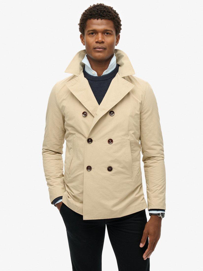 Product image 2 of 7, which shows Superdry The Merchant Store Twill Pea Coat, Taupe Brown, L
