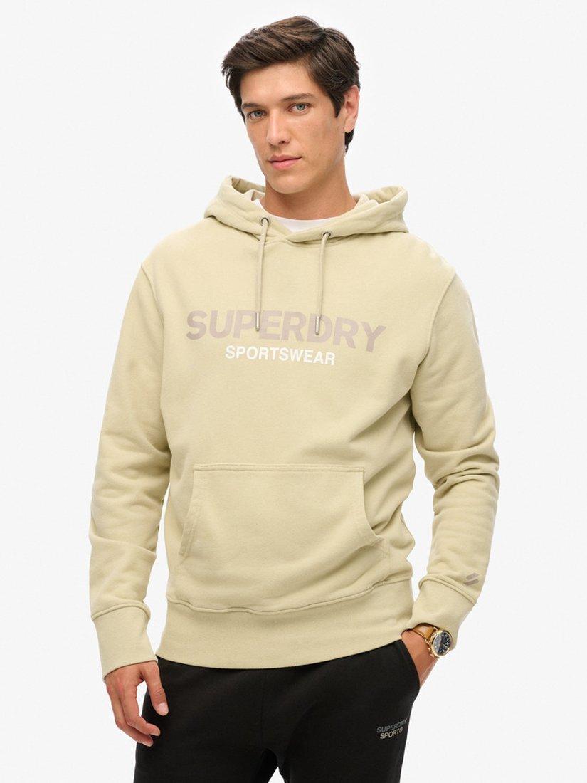 Superdry Sportswear Logo Loose Fit Overhead Hoodie Pelican Beige