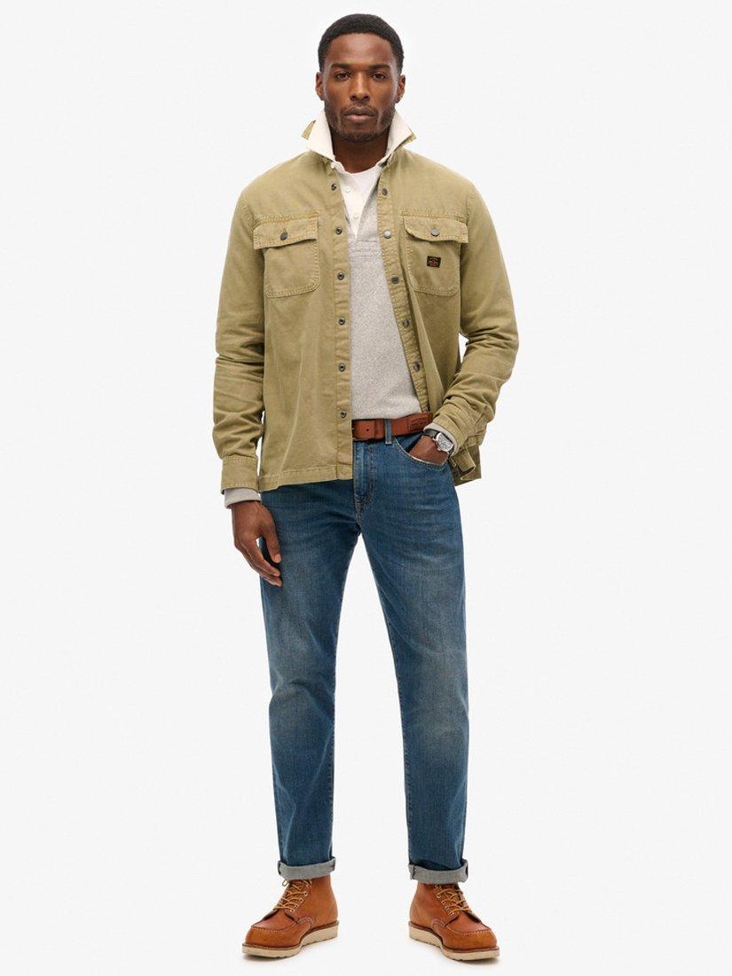 Product image 2 of 3, which shows Superdry Organic Cotton Canvas Workwear Overshirt, Fatigue Green, S