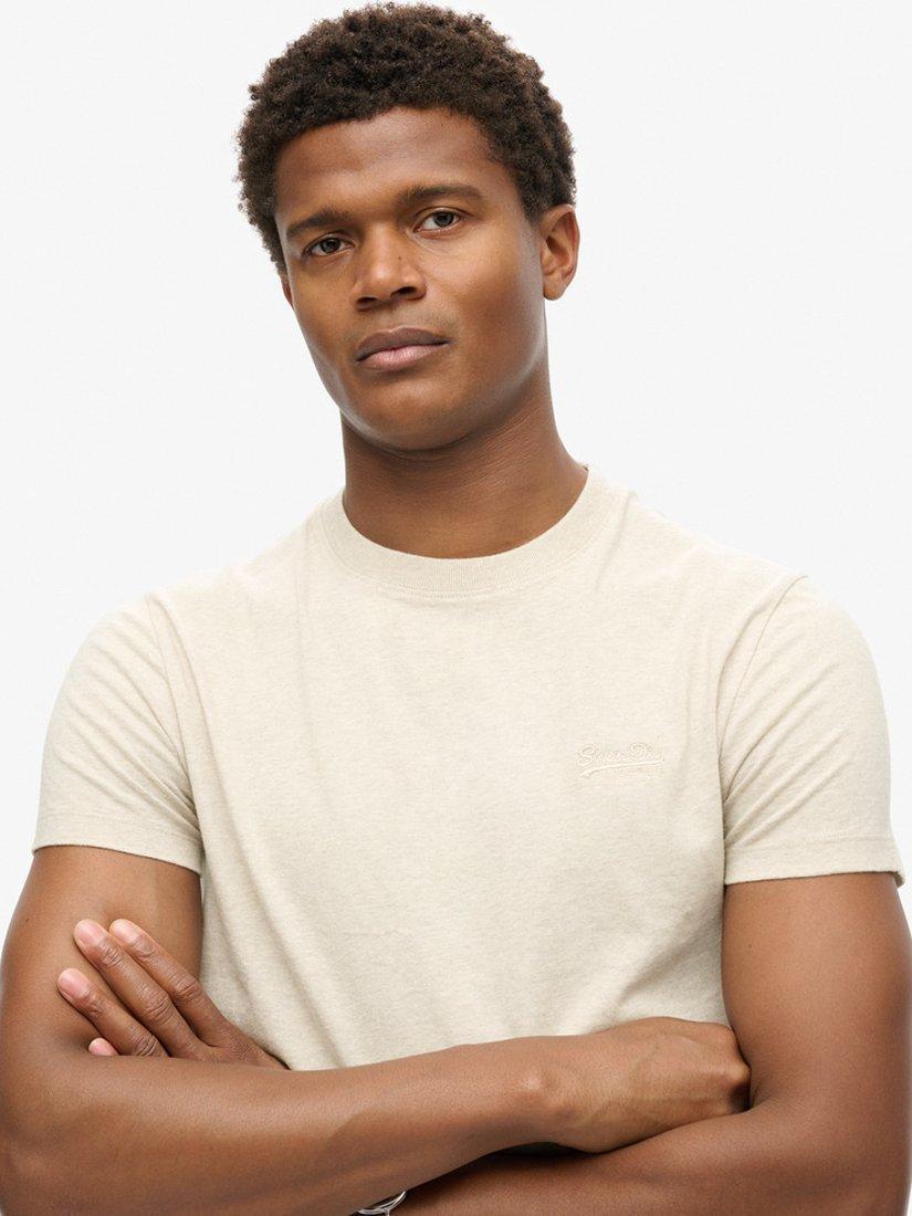 Product image 4 of 5, which shows Superdry Organic Cotton Essential Logo T-Shirt, Oat Cream Marl, S
