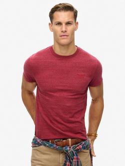 Superdry Organic Cotton Essential Logo T-Shirt, Berry Red Marl