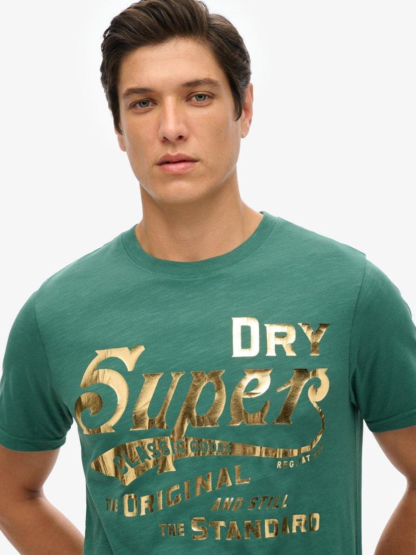 Product image 4 of 5, which shows Superdry Metallic Workwear Graphic T-Shirt, Pine Green Slub, XXL