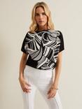 Phase Eight Lyra Woven Front Print Top, Black/White