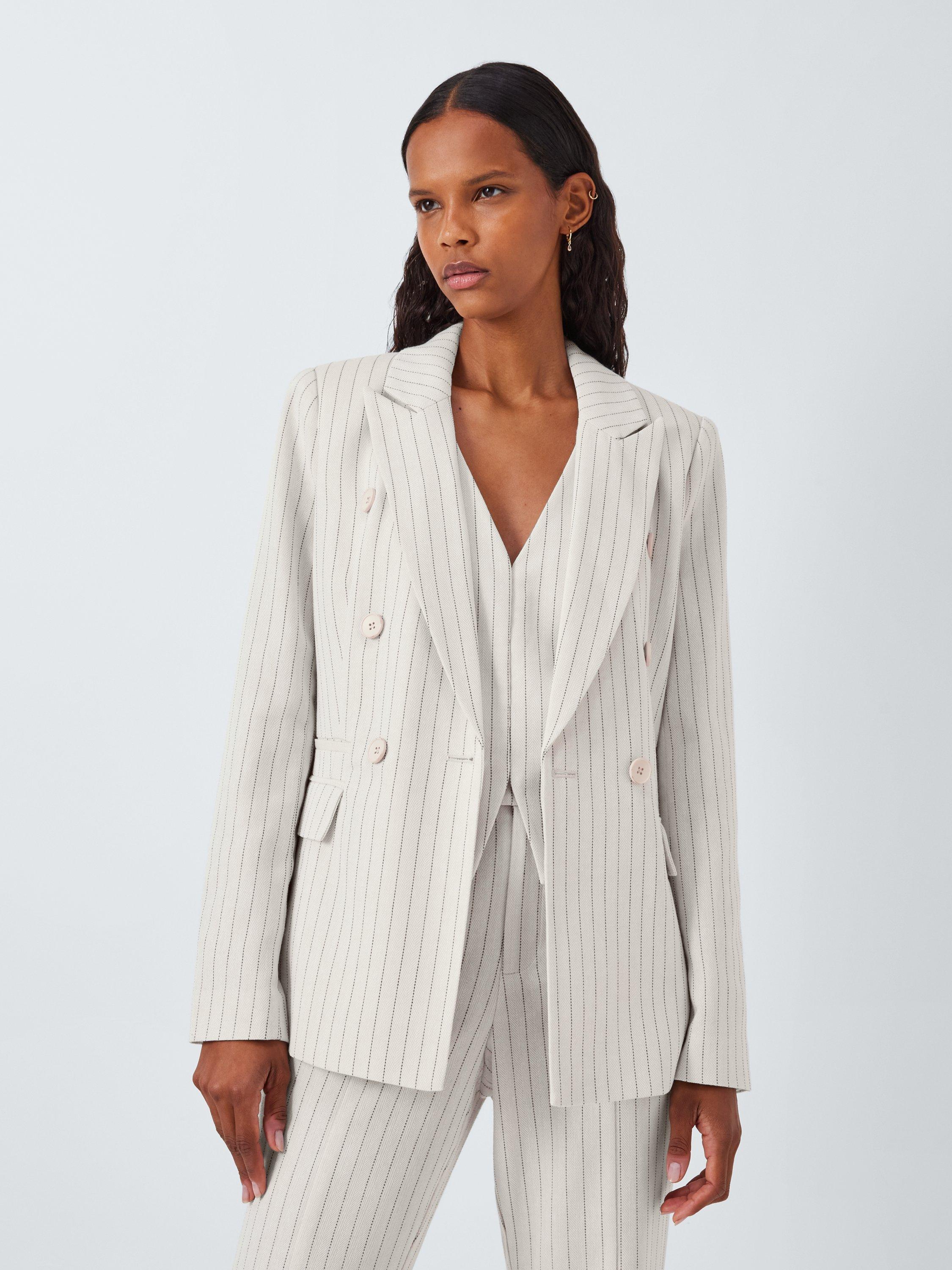 PAIGE Beck Pinstripe Linen Blend Blazer, Travertine/Multi