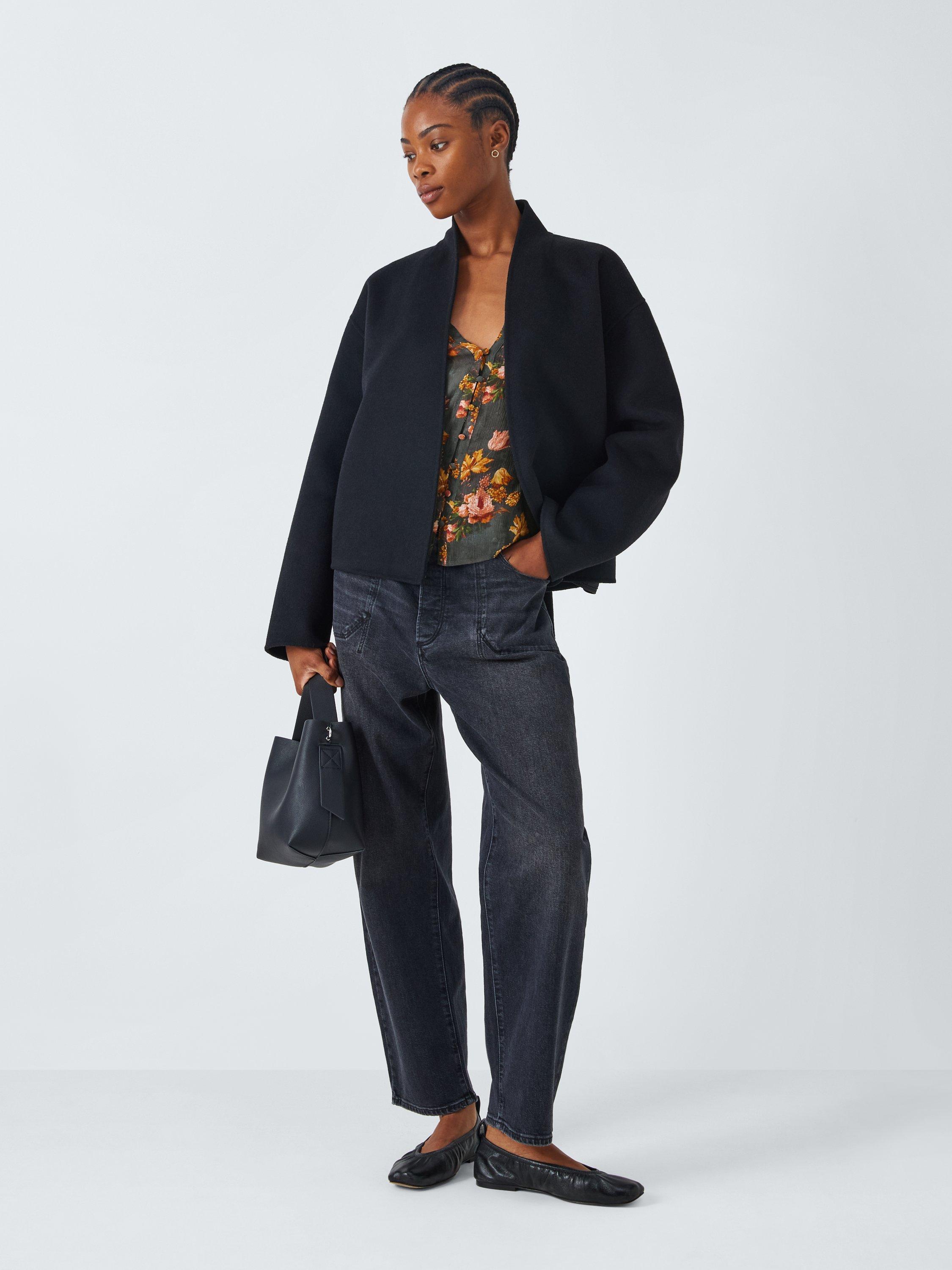 Product image 2 of 6, which shows PAIGE Georgiana Floral Silk Blouse, Navy Blue/Multi, L
