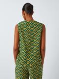 Weekend MaxMara Lonza Geometric Silk Top, Green/Multi