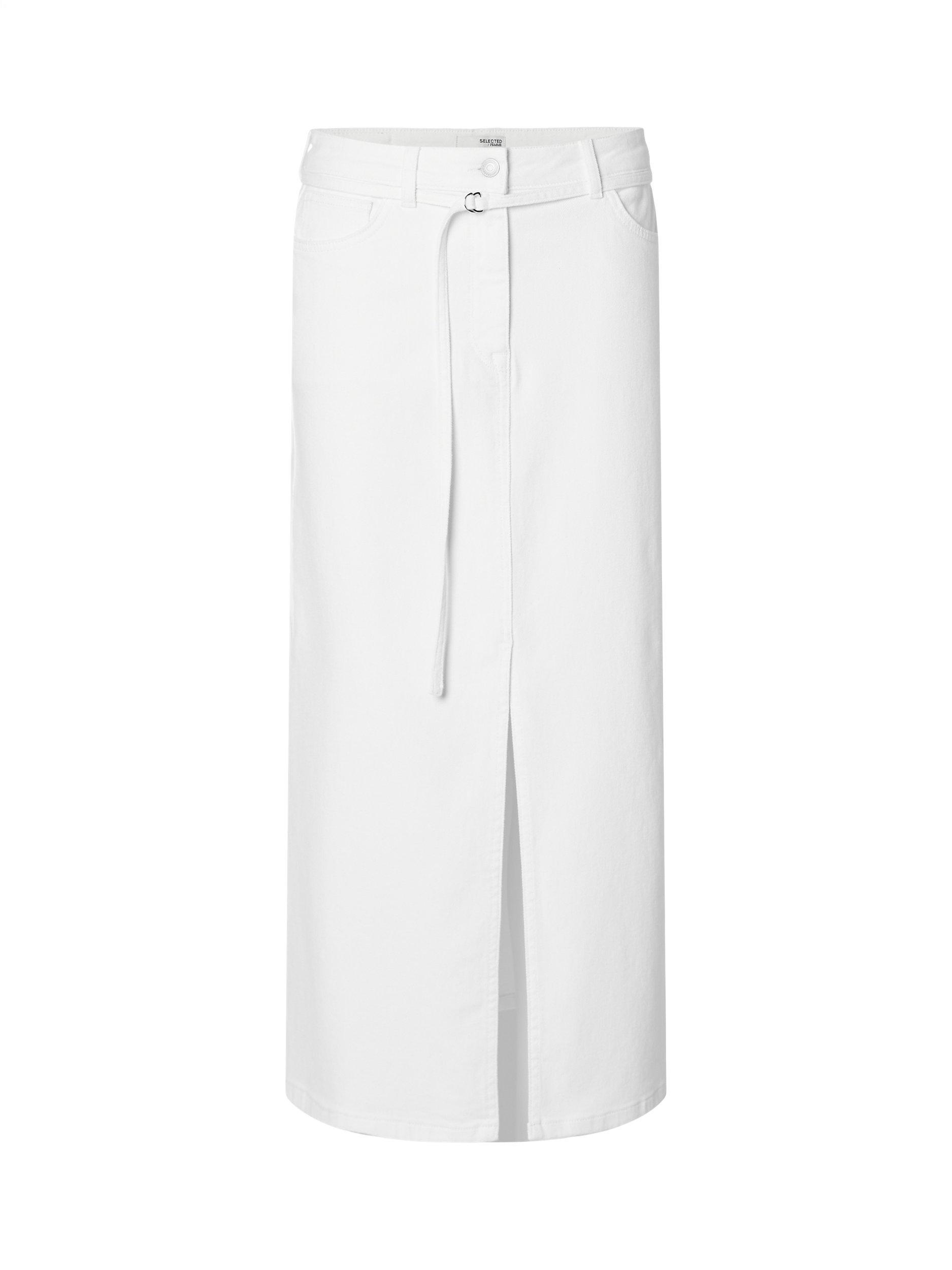 SELECTED FEMME Lexia Denim Midi Skirt Snow White