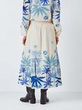 Fabienne Chapot Loua Palm Tree Organic Cotton Blend Skirt, Warm White/Bright Blue