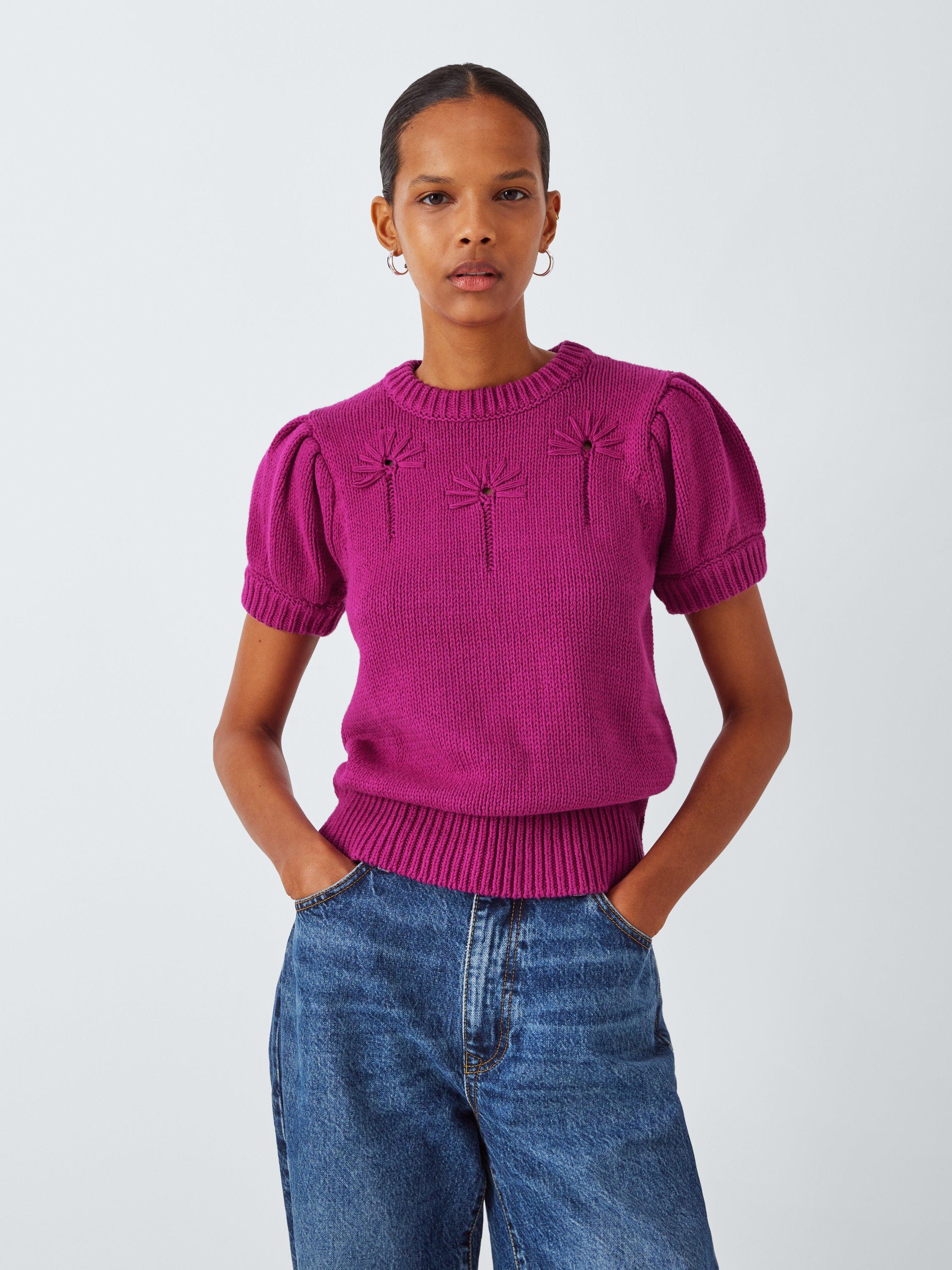 Fabienne Chapot Raf Flower Short Sleeve Jumper Pink Punch