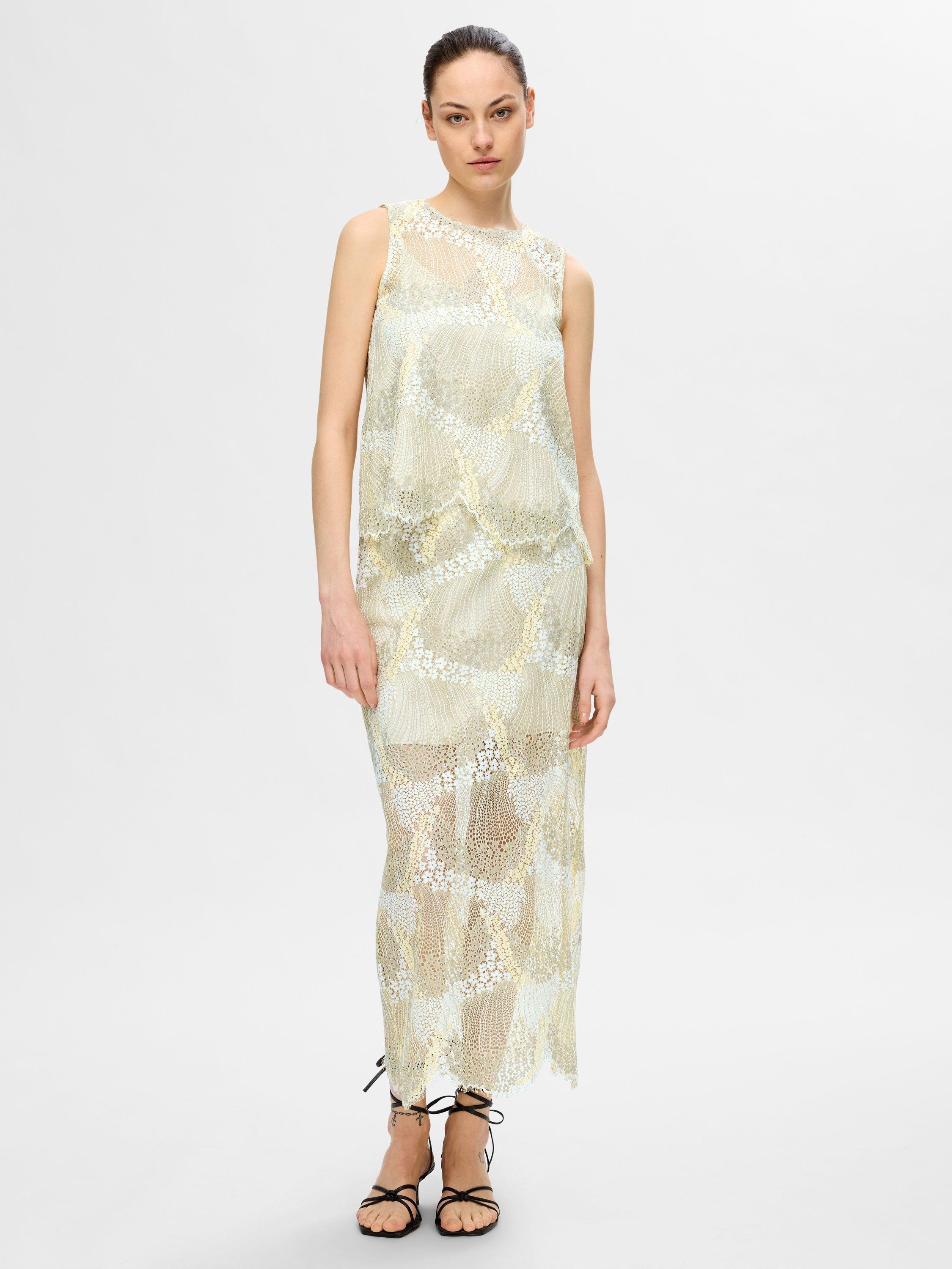 Selected Felicia Lace Sleeveless Top, Flan