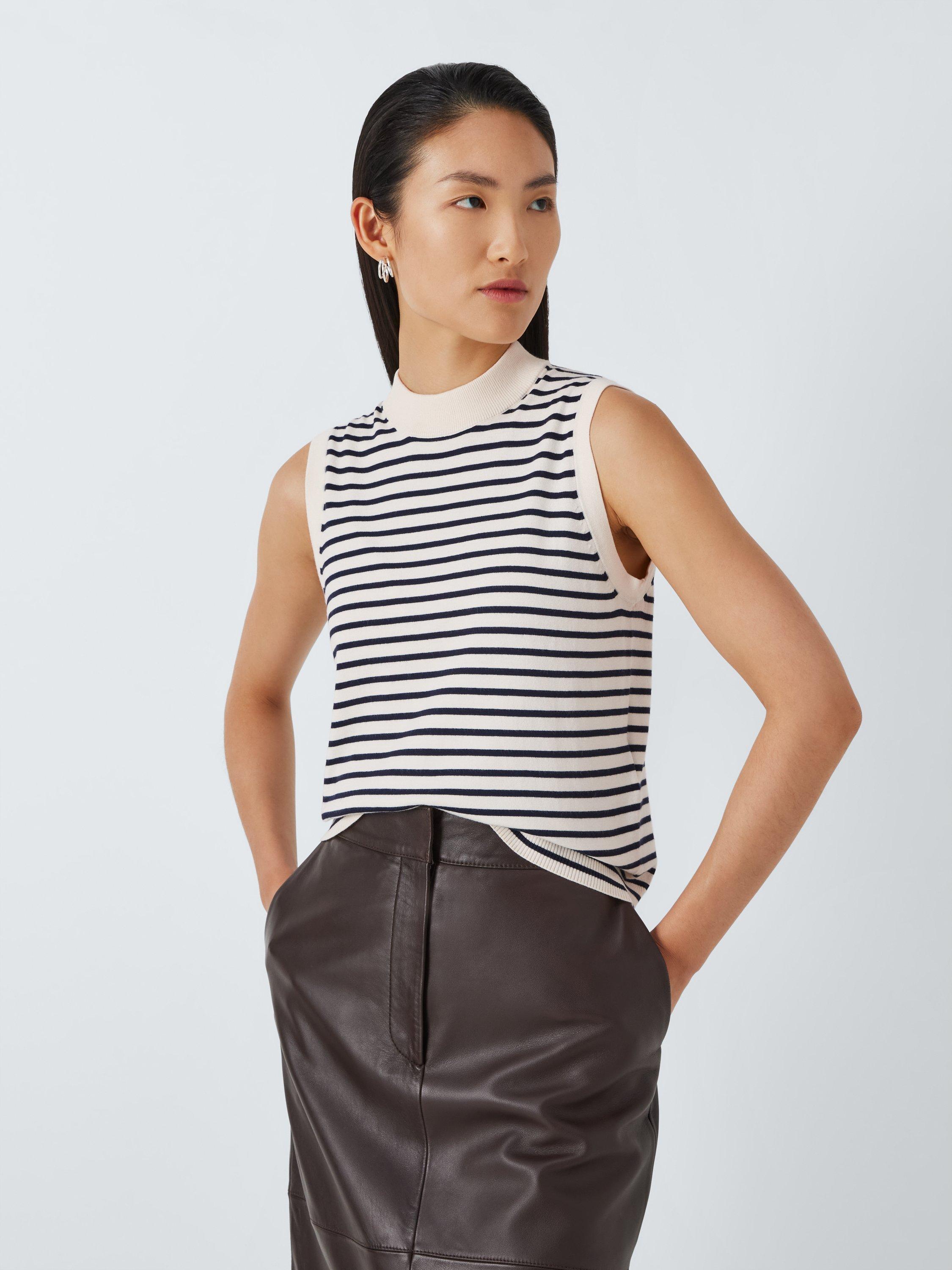 Weekend MaxMara Nazione Stripe Tank Top, Navy/White