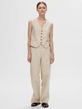 SELECTED FEMME Tania Linen Blend Waistcoat, Humus