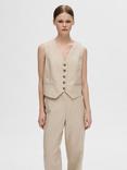 SELECTED FEMME Tania Linen Blend Waistcoat, Humus