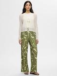 SELECTED FEMME Rya Ellie Abstract Print Trousers, Olivine