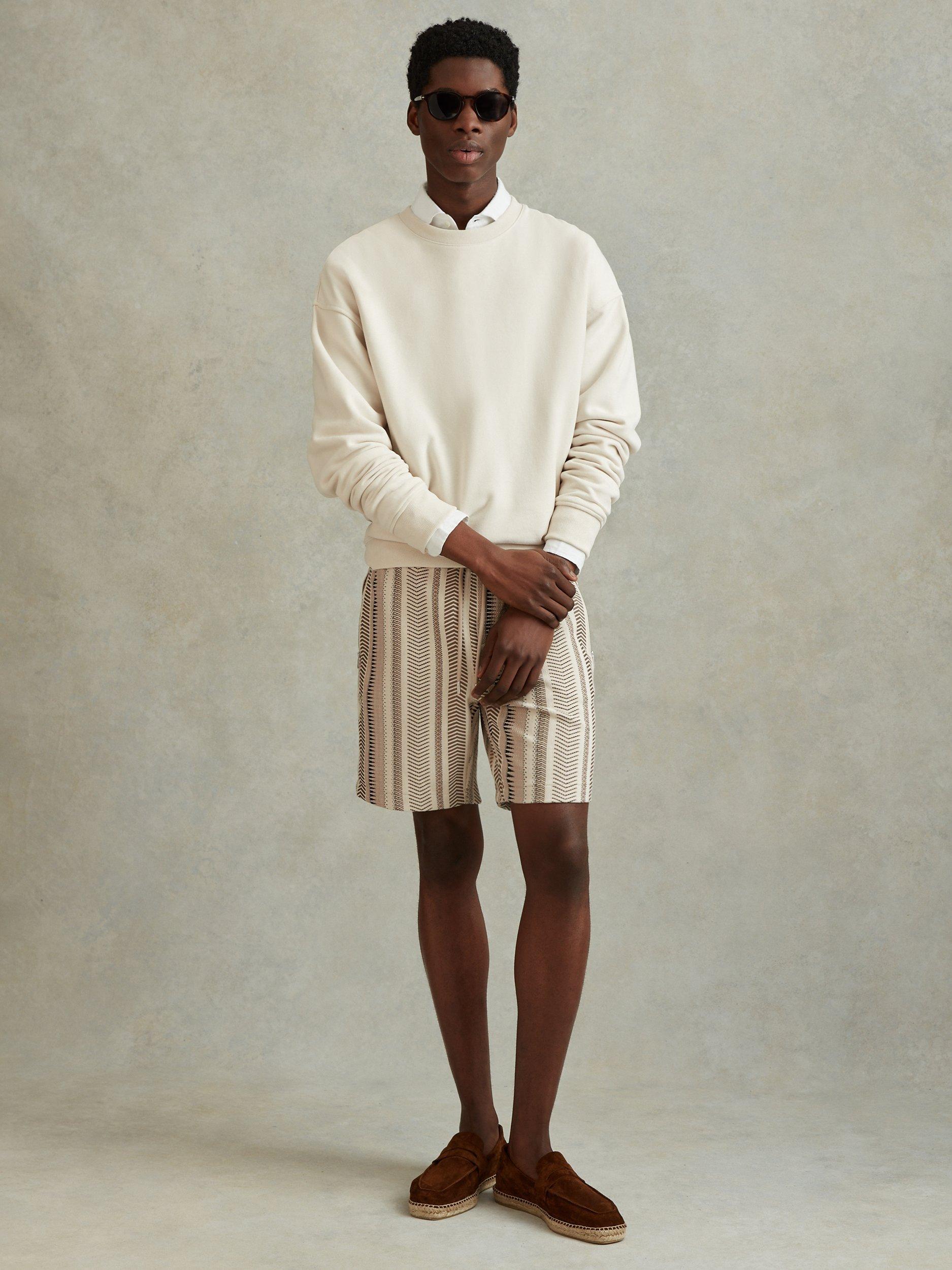 Product image 1 of 4, which shows Reiss River Drawstring Aztec Shorts, Multi, XS