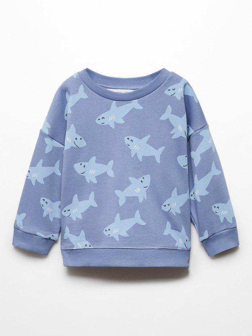 Mango Baby Sharky Print Sweatshirt, Medium Blue