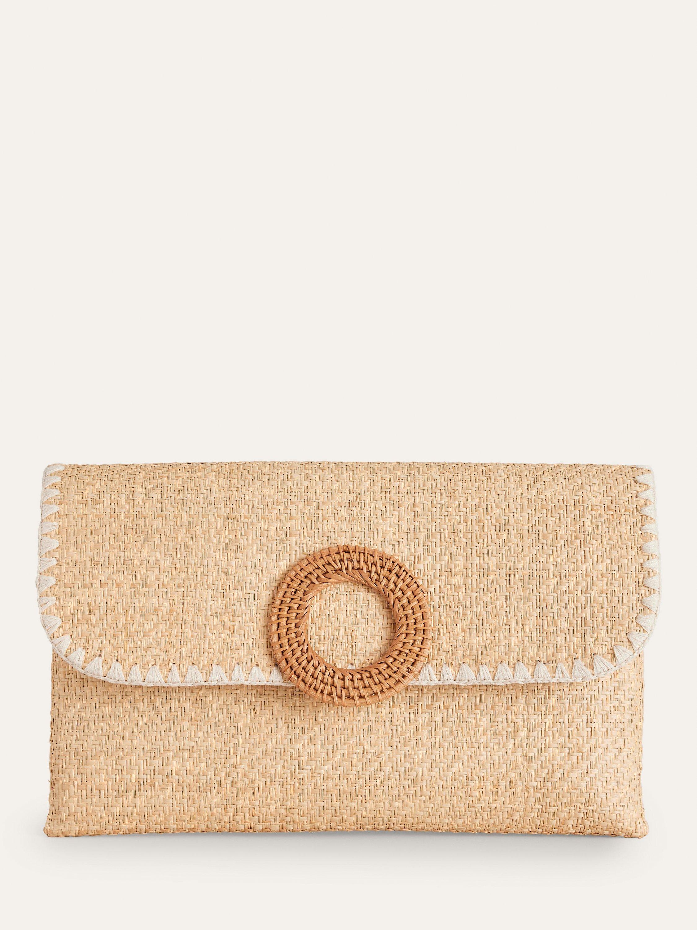 Boden Raffia Clutch Bag, Natural