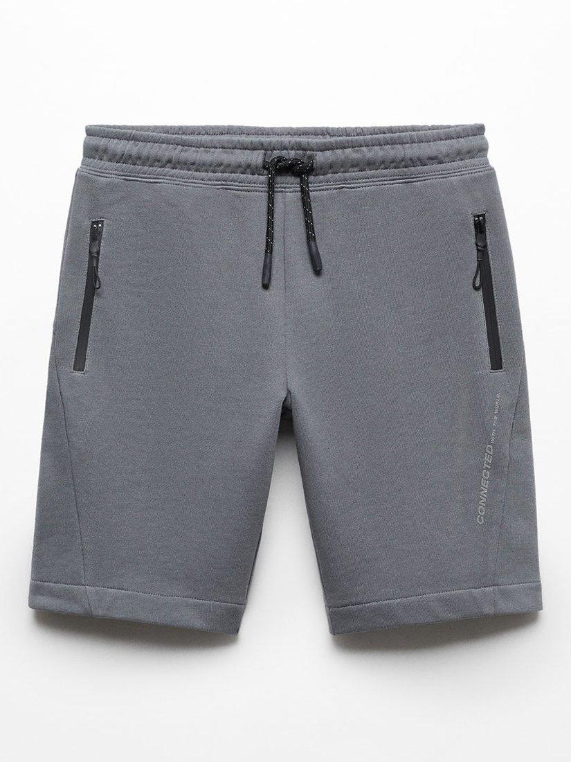 Mango Kids' Rubzip Bermuda Shorts, Charcoal
