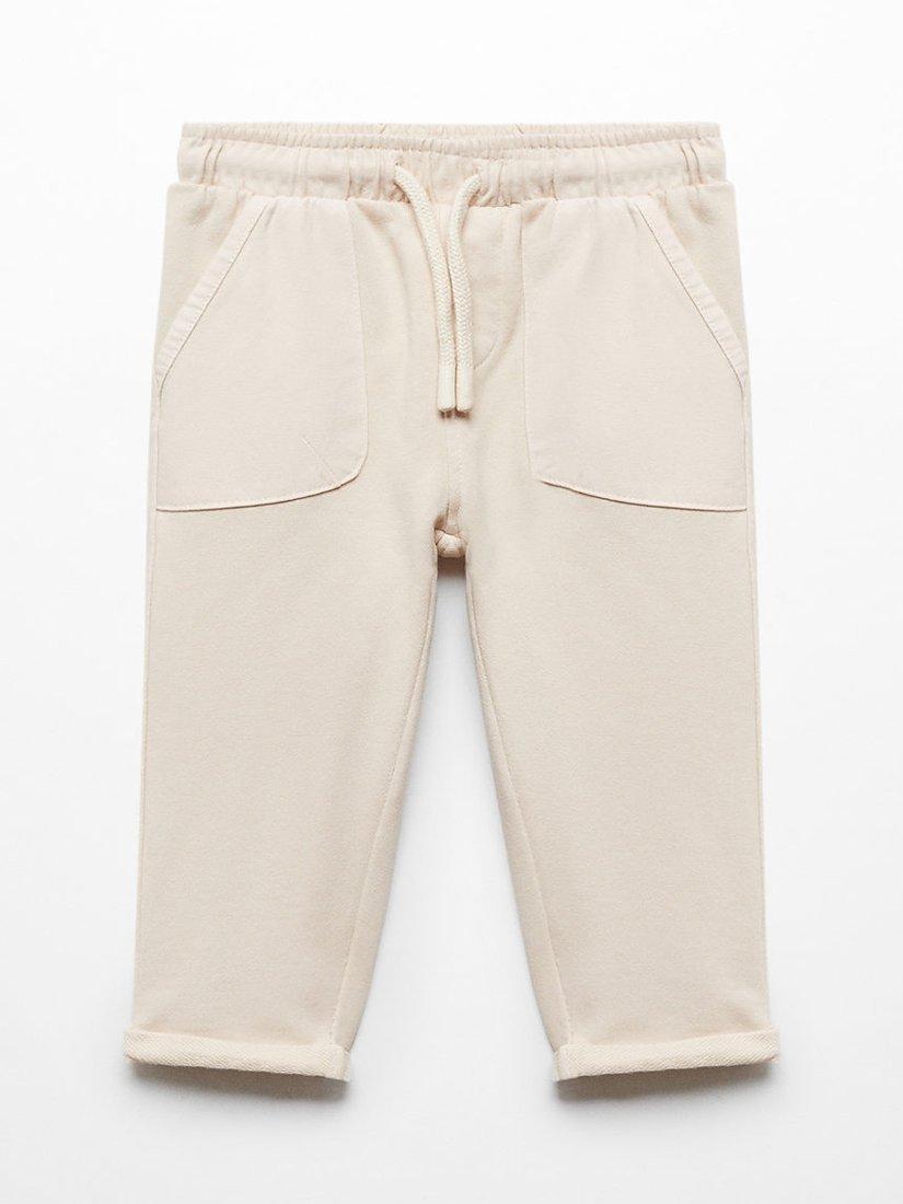 Mango Baby Otis Drawstring Trousers, Light Pastel Brown