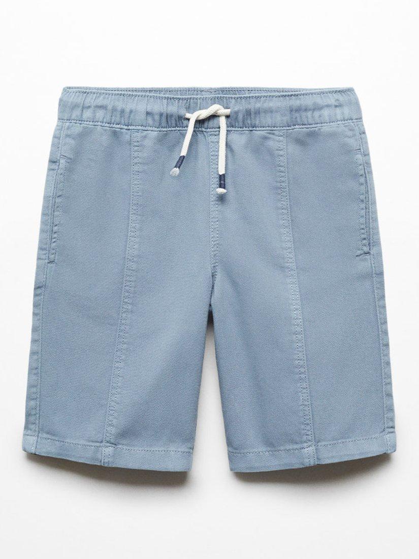 Mango Kids' Texas Drawstring Bermuda Shorts, Medium Blue