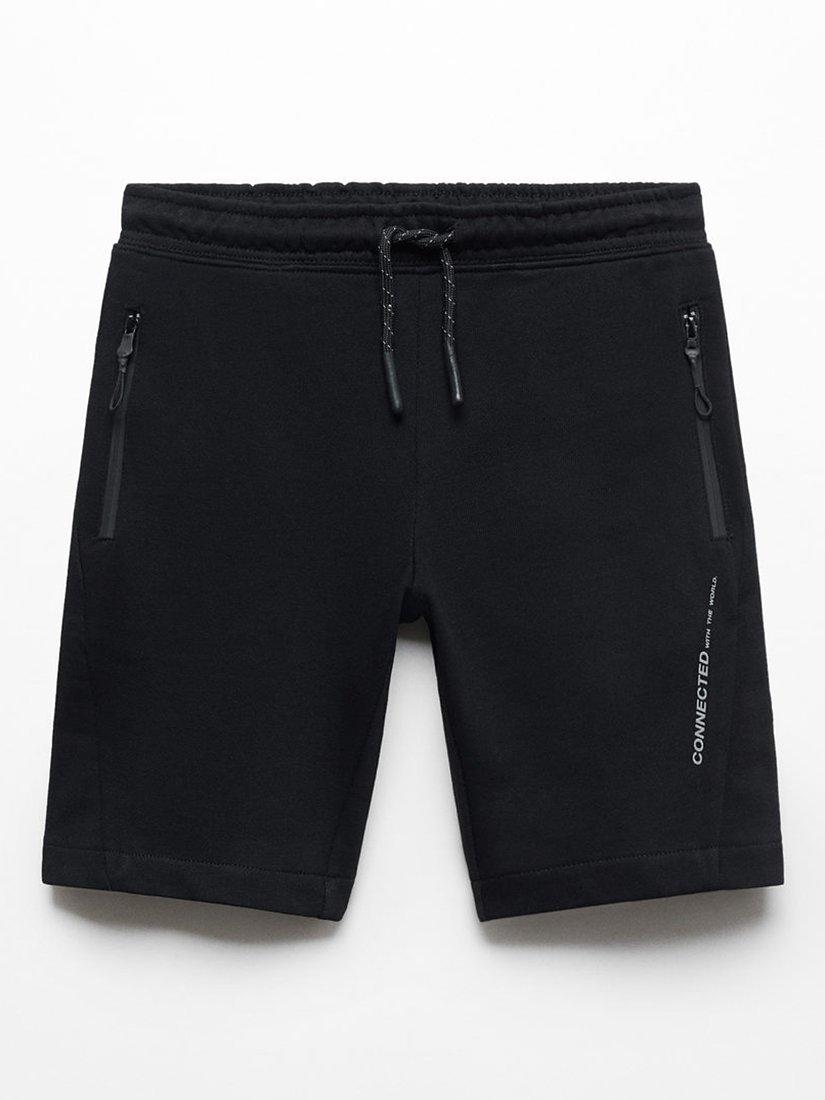 Mango Kids' Rubzip Bermuda Shorts, Black