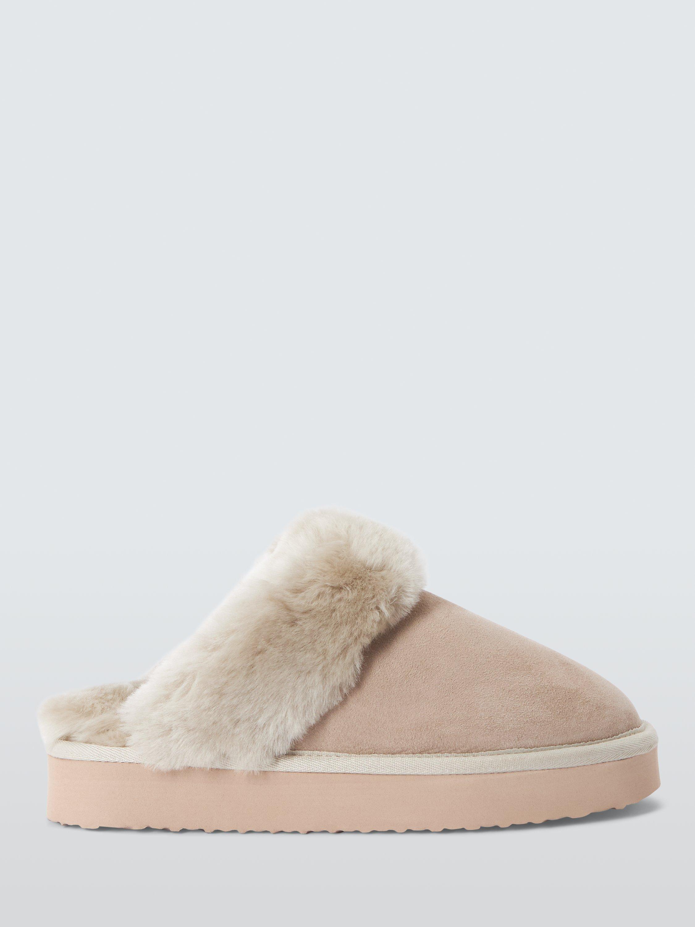 John Lewis Sheepskin Platform Mule Slippers Stone