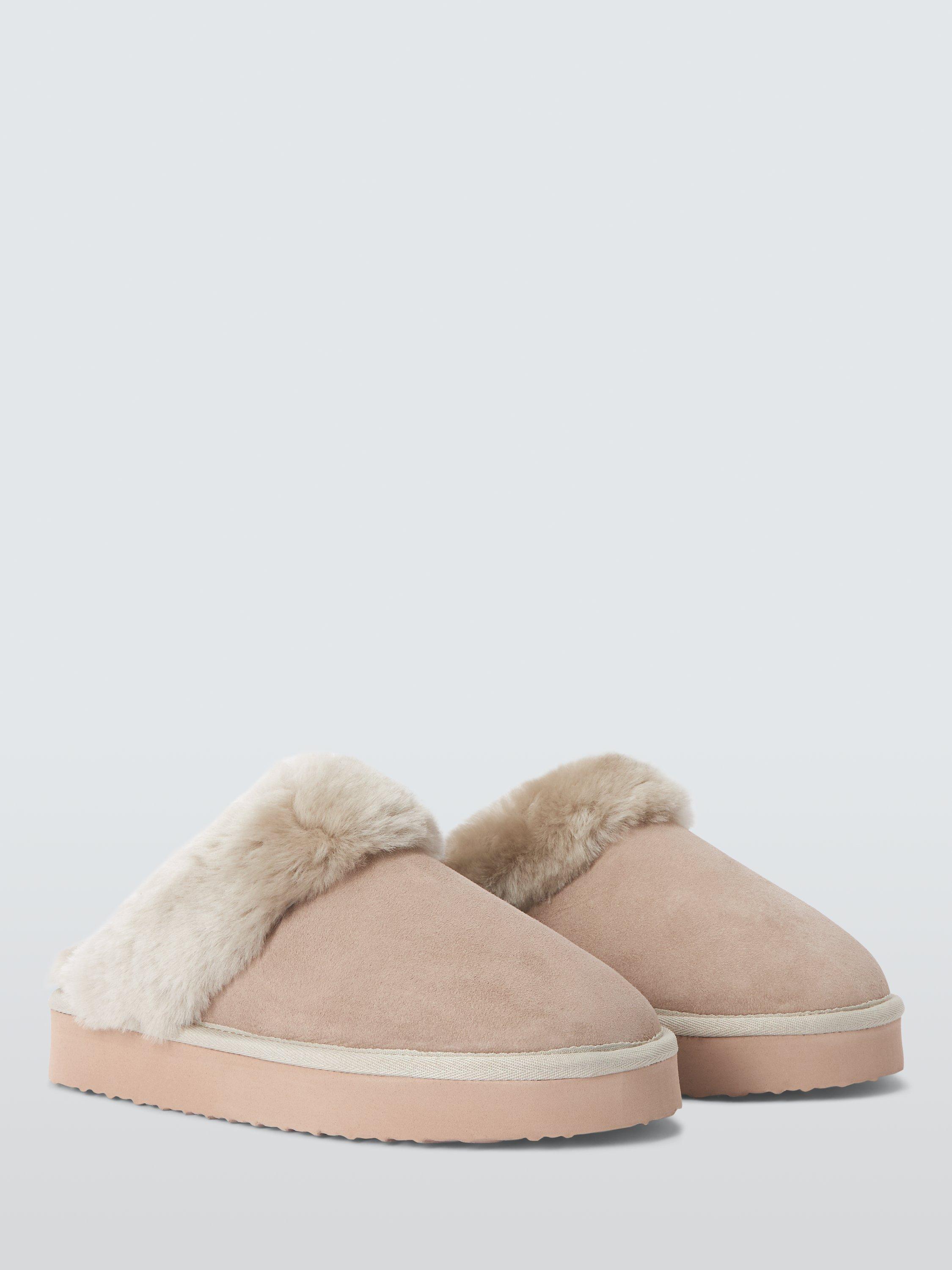 John Lewis Sheepskin Platform Mule Slippers Stone