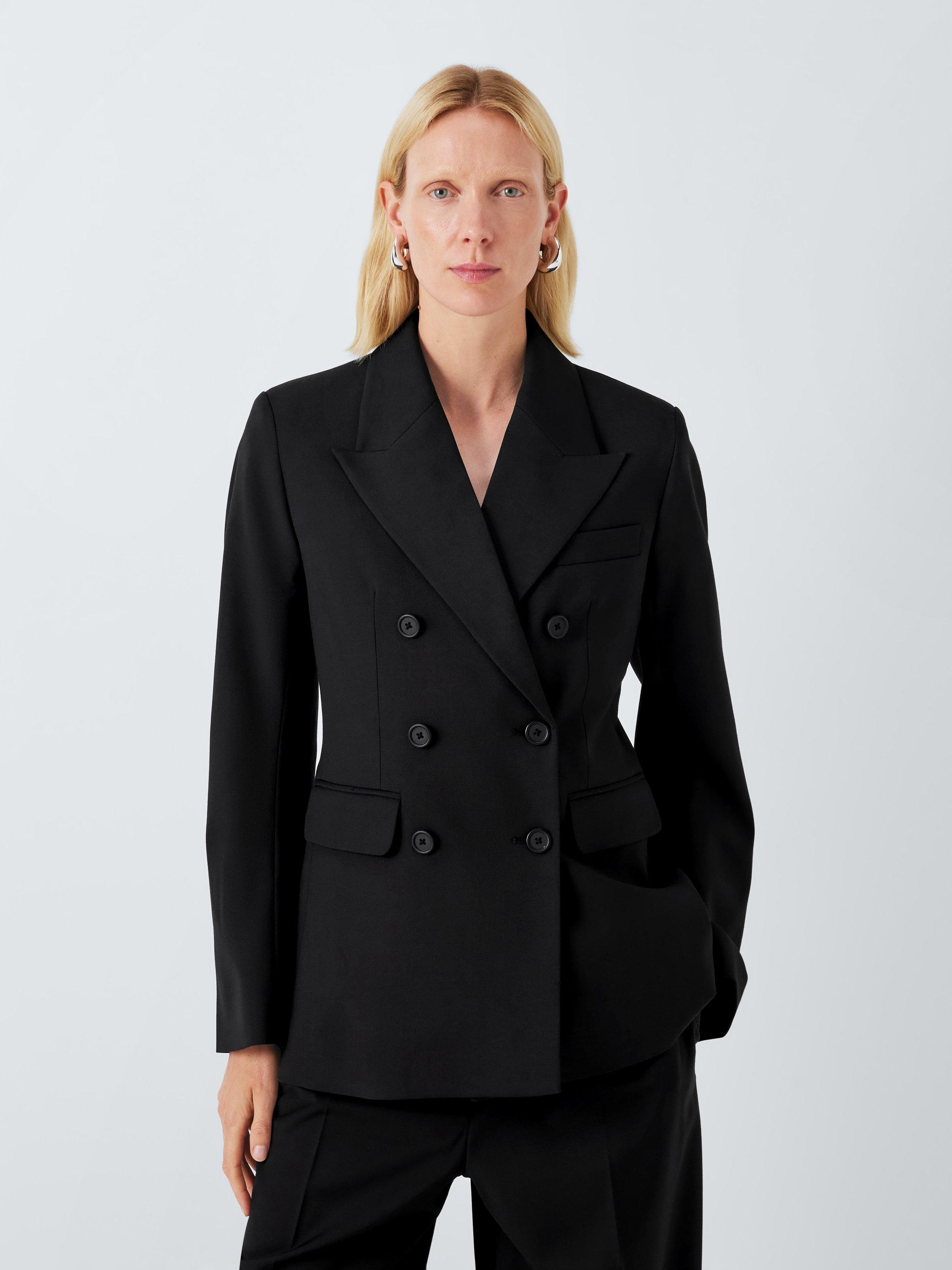 John Lewis Double Breasted Wool Blend Blazer Black