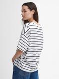 Barbour Marnie Cotton Stripe Tee, White/Navy