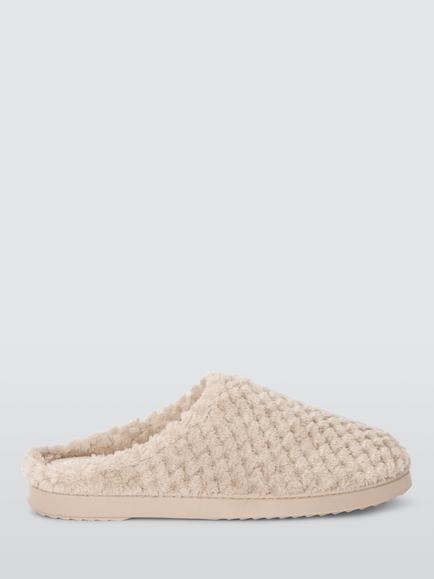 John Lewis Memory Foam Waffle Mule Slippers, Caffe, Caffe