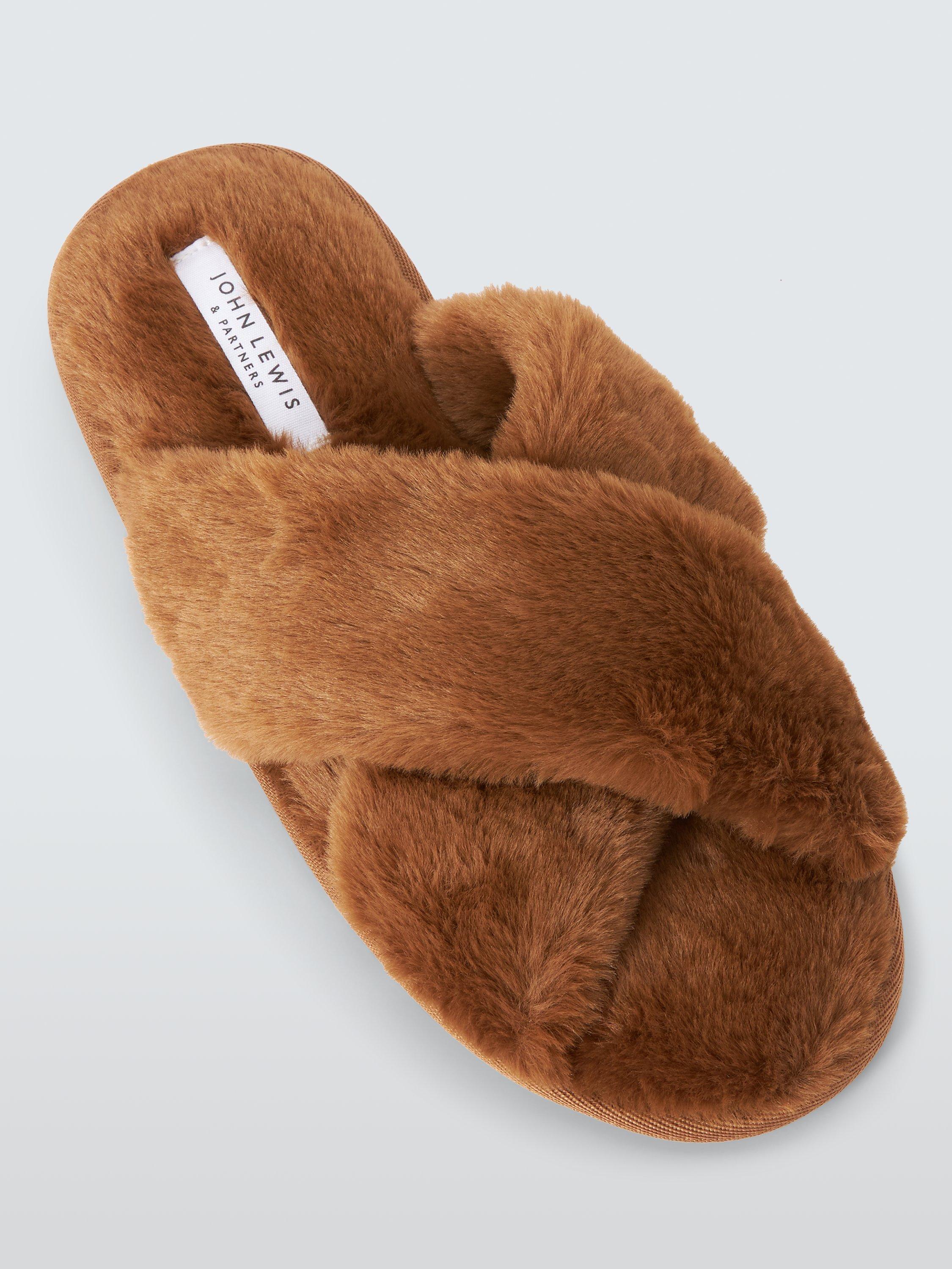 Faux fur cross slippers online