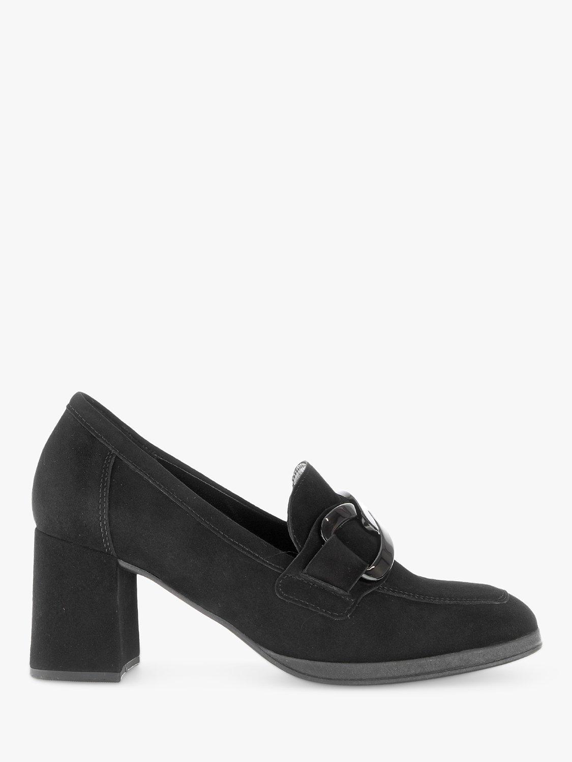 Gabor Samantha Suede Heeled Loafers Black