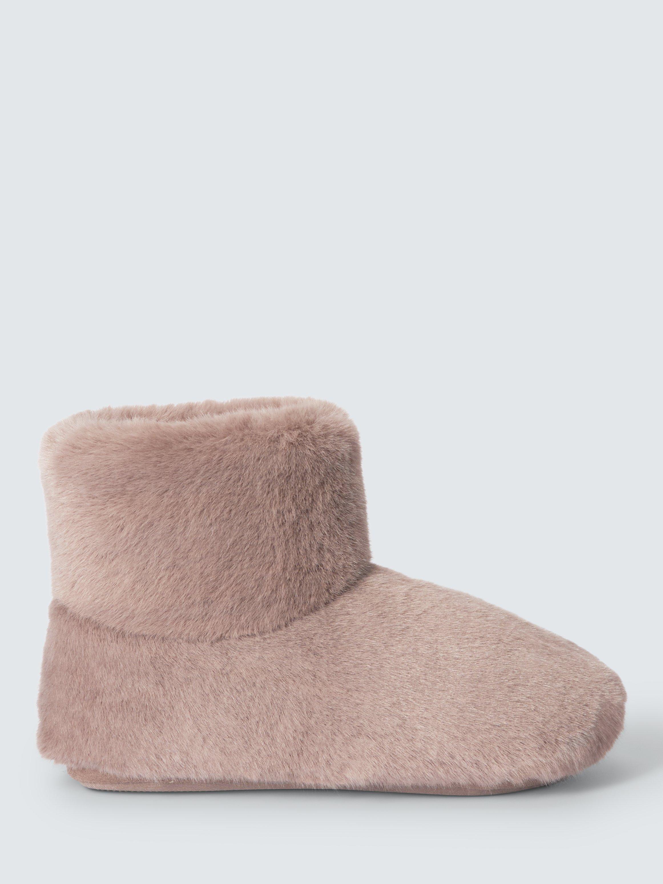 John Lewis Faux Fur Babouche Slipper Boots Taupe