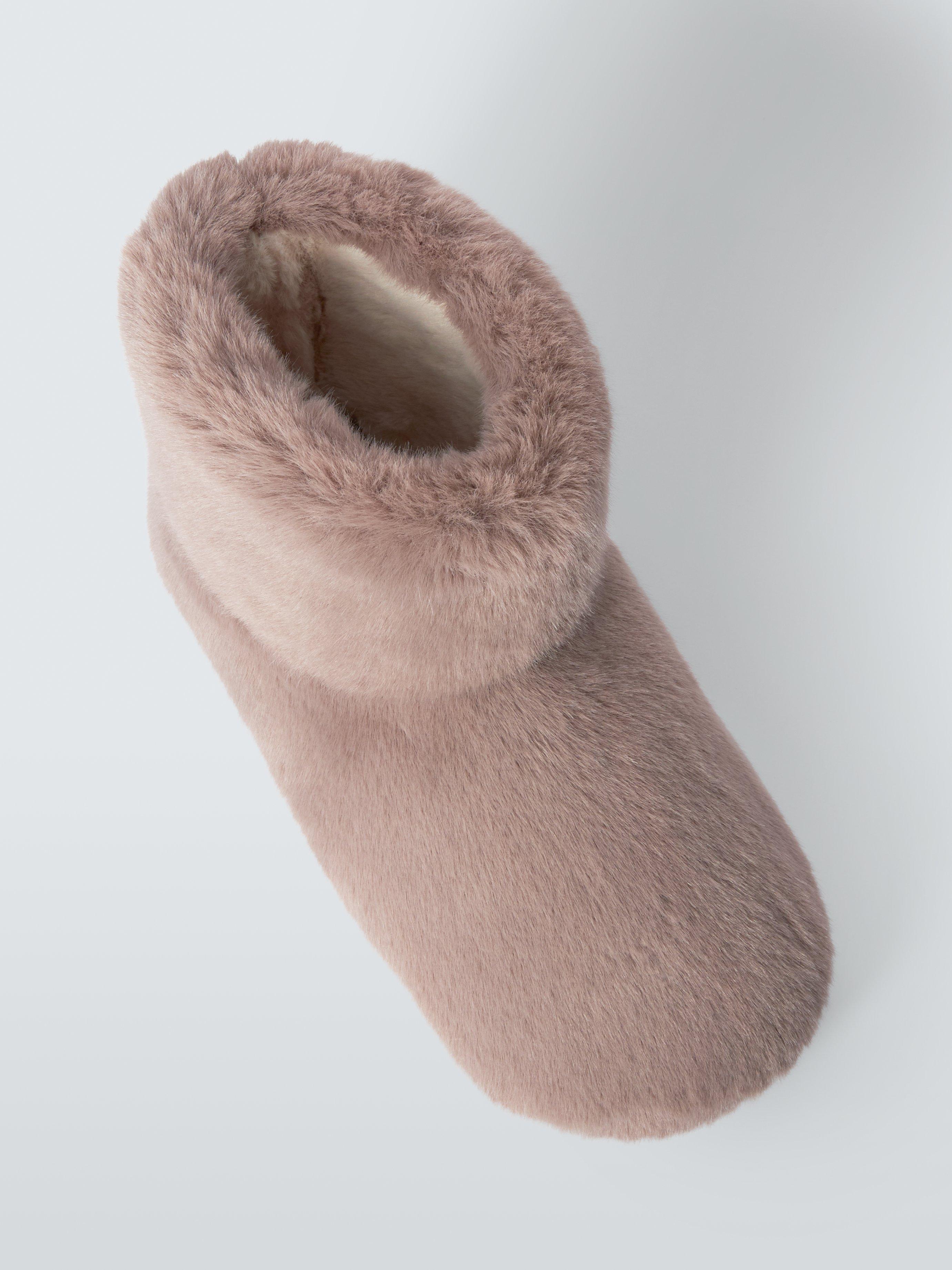 John Lewis Faux Fur Babouche Slipper Boots Taupe