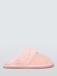 Microsuede Fluffy Faux Fur Mule Slippers, Pink