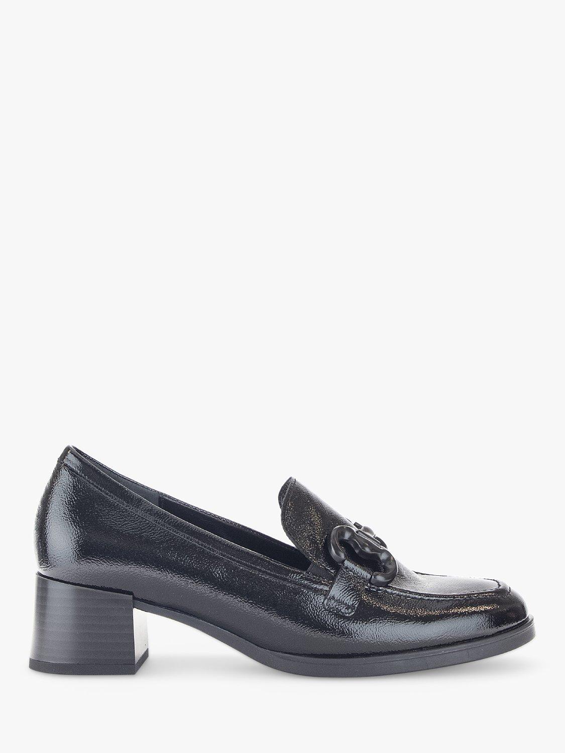 Gabor Dear Wide Fit Heeled Loafers, Black, 3