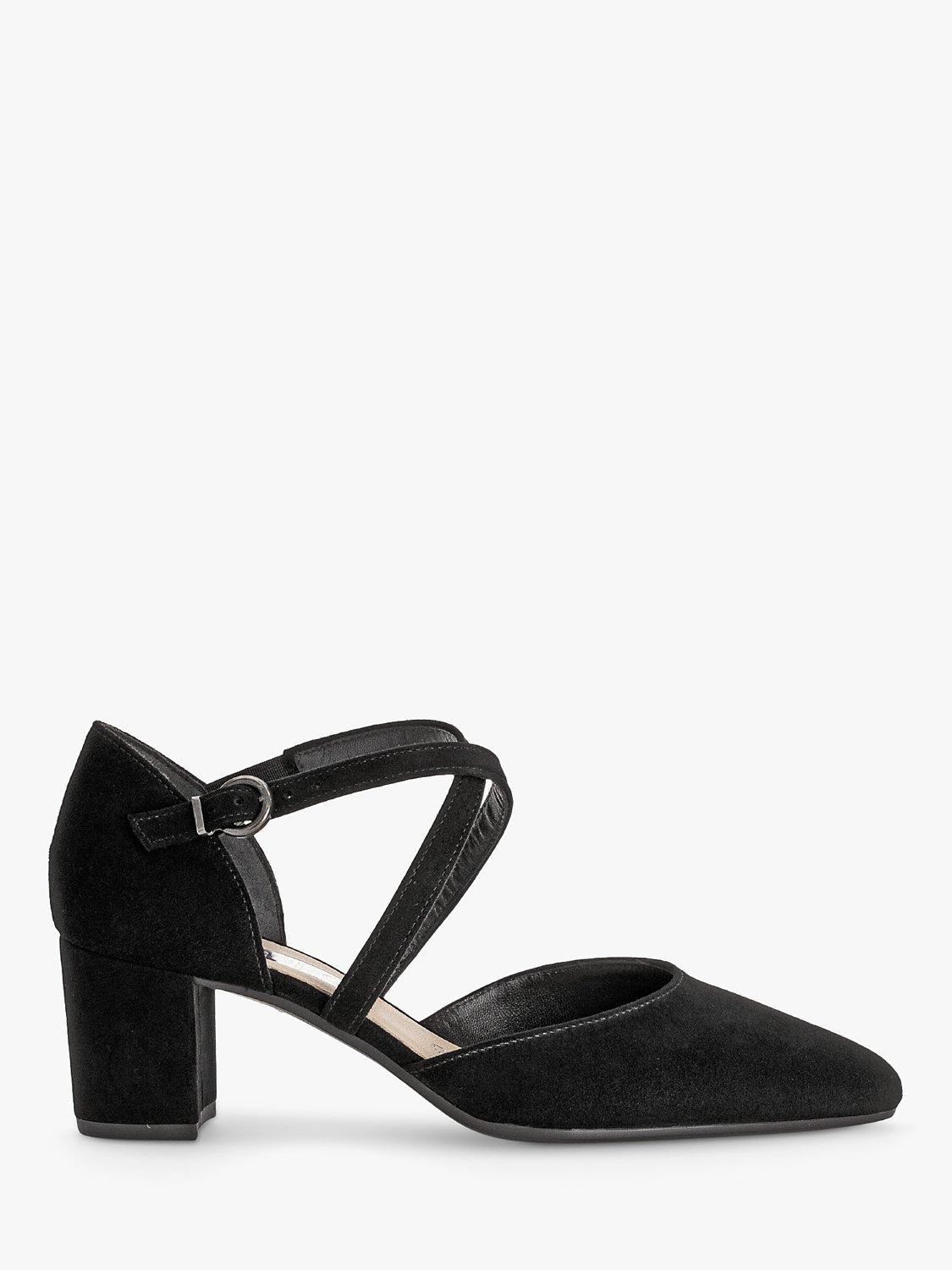 Gabor Gisele Suede Cross Strap Courts Black