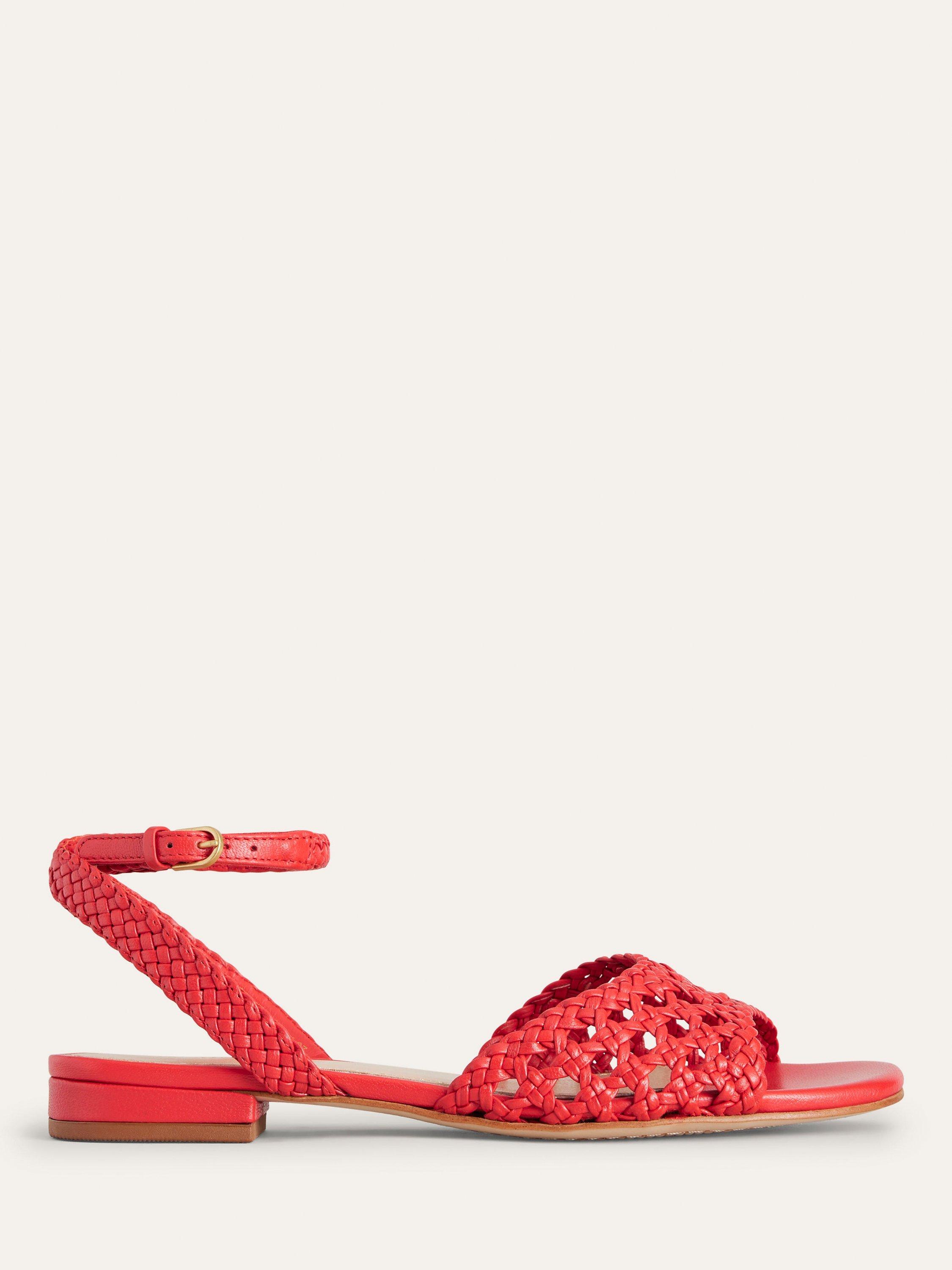 Boden Woven Flat Sandals, Post Box Red