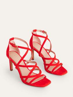 Boden Multi Strap Suede High Heel Sandals, Post Box Red - view 2, Post Box Red