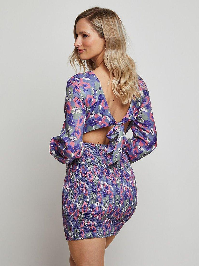 Product image 3 of 5, which shows Chi Chi London Long Sleeve Floral Mini Dress, Multi, 6