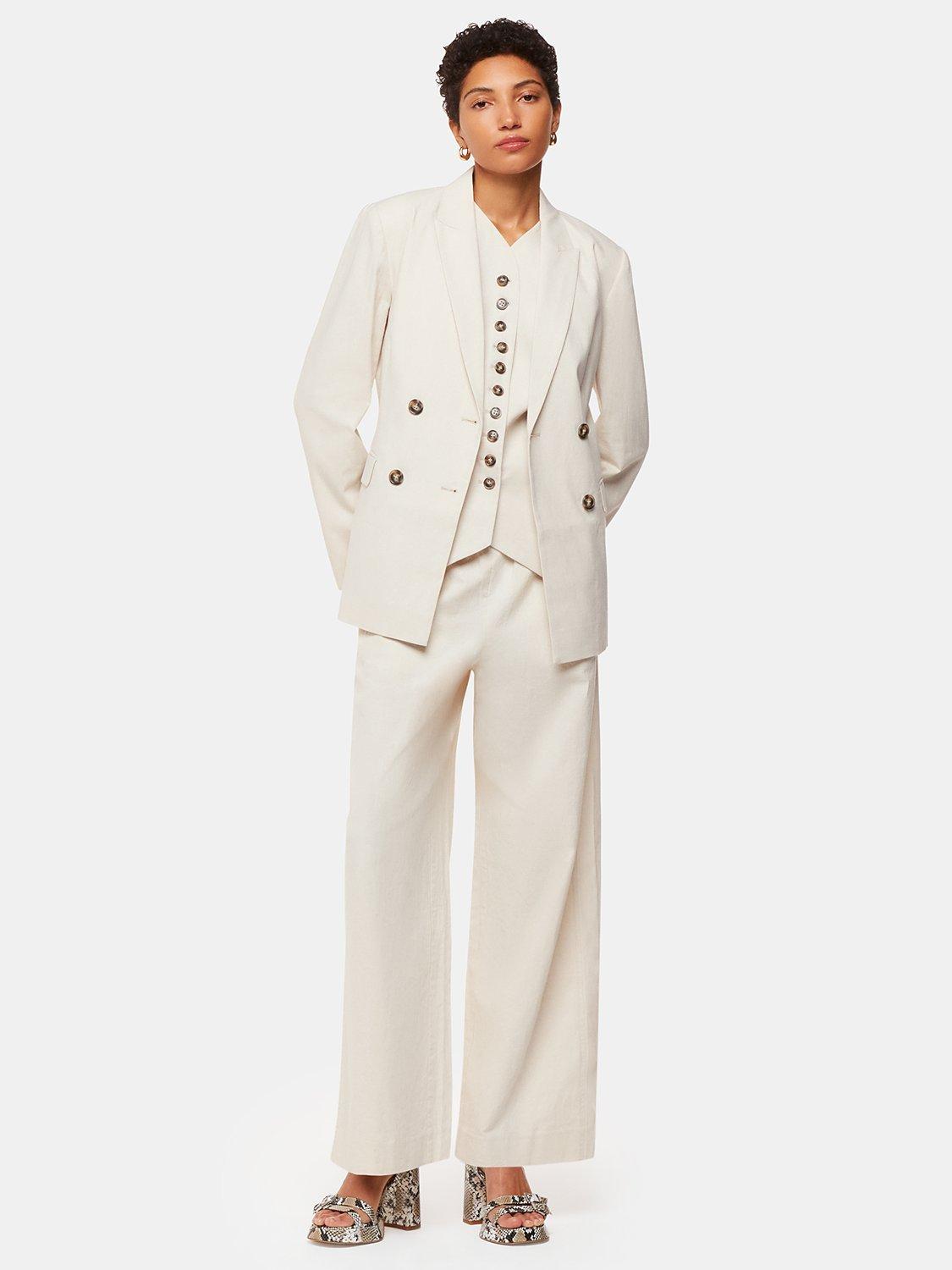 Product image 3 of 5, which shows Whistles Lindsey Linen Blend Double Breasted Suit Blazer, Oatmeal, 8